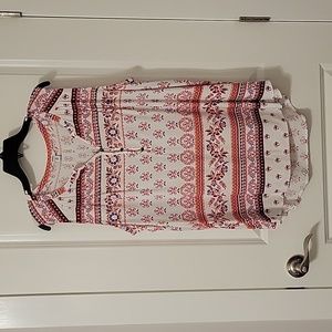 Women's Sonoma Sleeveless/Dressy Tank printed shirt. 2X, White, coral, red, blue